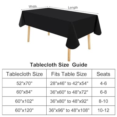 homing Rectangle Vinyl Tablecloth, Waterproof Spillproof Plastic Flannel Backed Table Cloth, Wipe Clean Table Cover for Dining, Buffet Parties and Camping (Black, 60" x 84") - Image 3