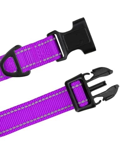 TagME Reflective Nylon Dog Collars, Adjustable Classic Pet Collar with Quick Release Buckle for Small Dogs, Purple, 5/8" Width - Image 4