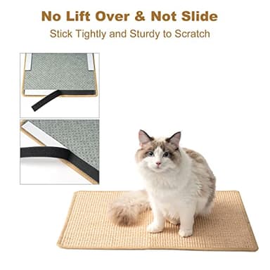 ChicWow Cat Scratch Pad, 23.6 X 15.7In Cat Scratching Pad with Adhesive Hook Tape, Sisal Scratching Pads for Indoor Cats, Stick on Floor Couch as Cat Scratch Furniture Protector, Cat Wall Scratcher - Image 3