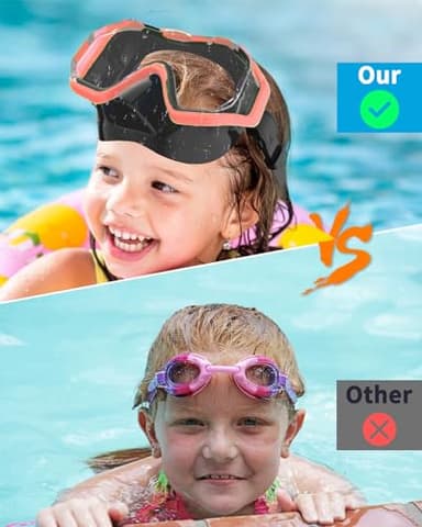 Bairuifu Kids Swim Goggles for Kids 4-16, Anti-Shattered Lens/Anti-Fog / 180 Panoramic View/Nose Cover Swimming Goggles - Image 6