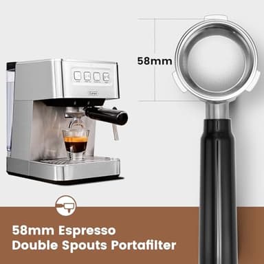 Gevi Espresso Machine 20 Bar, Coffee Machine with Milk Frother, Stainless Steel Espresso Maker for Cappuccino, Latte, Silver - Image 2