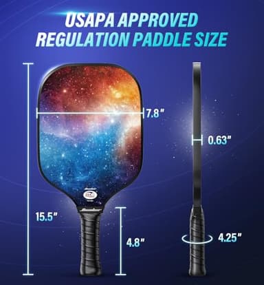 Hicober for Pickleball Paddles Set of 2,USAPA Approved Pickleball Rackets with 6 Balls,Fiberglass Surface Paddles for Men and Women Orange Blue Mix - Image 2