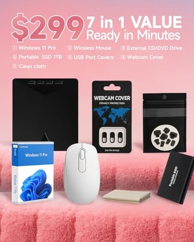 HP 14 Inch Student Business Laptop - Intel N150 | Elegant Pale Rose Gold | Lightweight, AI Copilot Key | 16GB RAM | 384GB Storage(128GB UFS+256GB MSD) | 1 Year Office 365 | Win 11 Pro,w/Accessory - Image 2