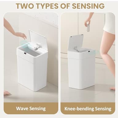 SYNCVIBE Slim Bathroom Trash Can with Lid 2.5 Gallon Motion Sensor Trash Bin, 9.5 Liter Automatic Garbage Can, Waterproof Plastic Waste Basket, Smart Trash Can for Office, Bedroom, Kitchen - Image 6