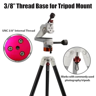 Altazimuth Telescope Mount, Alt-az Reflector Telescope Equatorial Mount, 3/8” Thread for Tripod Telescopes for Adults Astronomy, Coarse & Fine Adjustment, 22LBS Capacity - Image 3