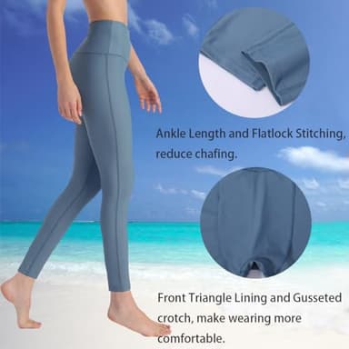 Ubestyle UPF 50+ High Waist Women's Swim Pants Swim Leggings Swimming Tights Long Swimwear Pants Sun Protective (Slate/Blue, XXL) - Image 3