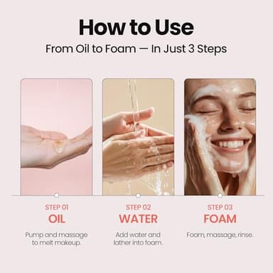 [K-Beauty] Rose Vitamin Oil to Foam - All-in-One Korean Face Wash OilBased Foaming Facial Cleanser - Pore Minimizing & Blackhead Remover - Makeup Deep Cleansing Oil for All Skin Types (3.88 fl oz) - Image 3