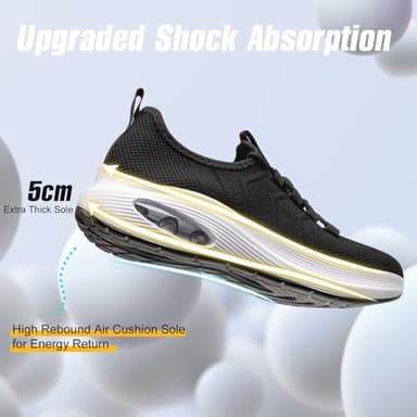 Rollstep Wide Toe Box Shoes Women Extra Wide Width Sneakers Diabetic Air Cushion Road Running Shoes Ultra Light Wide Tennis Sneakers Gym Training Breathable Walking Shoes Black 36 - Image 4