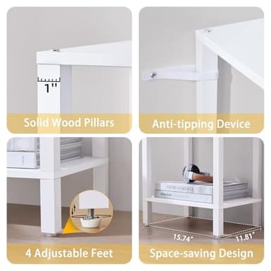 YUFAM 66in Tall Bookshelf 6-Tier Small Narrow Bookcase, Skinny Book Shelf for Small Space, Farmhouse Slim Shelf with Storage, Wood Freestanding Display Thin Bookshelves for Living Room, Office, White - Image 6