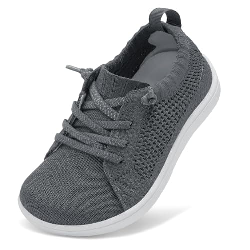 LeIsfIt Toddler Shoes Girls Boys Wide Shoes Kids Zero Drop Minimalist Sneakers Barefoot Slip on Tennis Sneakers Dark Grey 1 Big Kid - Image 1