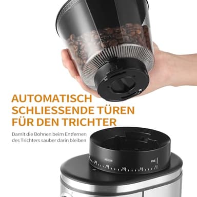 Ollygrin Burr Coffee Grinder, Electric Conical Coffee Bean Grinder With 30 Adjustable Grind Settings For 2-12 Cups, Sliver & Black - Image 2