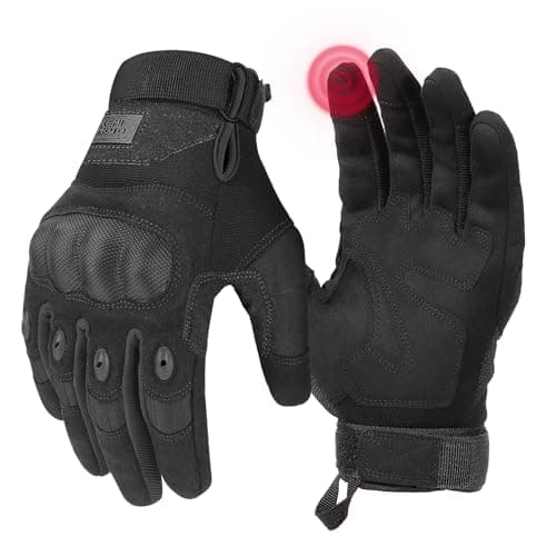 KEMIMOTO Tactical Gloves for Men, Touchscreen Motorcycle Gloves with Hard Shell & Palm Padding for Sports Motorcycle Cycling Tactical Airsoft Paintball Hunting Hiking Camping Climbing (Black,Medium) - Image 1