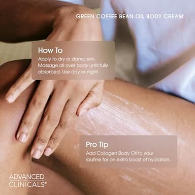 Advanced Clinicals Green Coffee Bean Thermo - Firming Body Lotion | Caffeine Infused Collagen Cream Moisturizer & Body Cream For Women, Stomach, Legs, & To Improve Look Of Textured Crepey Skin, 16 Oz - Image 6