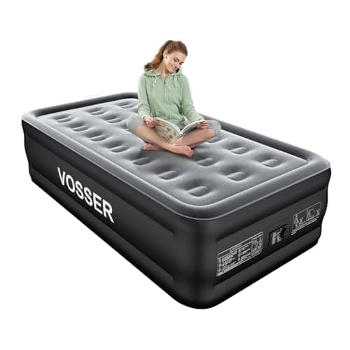 VOSSER Air Mattress Twin with Built in Pump,18” Raised Blow Up Mattress,Inflatable Mattress in 2 Mins,Single Twin Size Air Mattress for Home,Floor&Camping, Air Bed for Adults,330LB Max,Black - Image 1