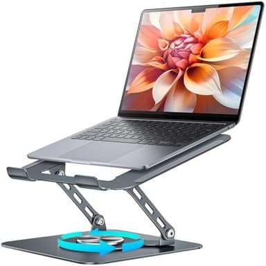 mearens Laptop Stand, 360° Rotating Foldable Adjustable Computer Stand for 8 to 17.3 inches Laptop & Tablet, Carbon Steel, 45LB Capacity, Anti-Slip, Ergonomic Design (Starry Gray - Image 2