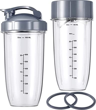 7 Pieces nutribullet Blender Cups & Blade Replacement Set 32oz Huge Cup with 1 Flip-Top To-Go Lid and 1 Lid Ring & Premium Extractor Blade with Compatible with NutriBullet 600w/900w Blender - Image 7