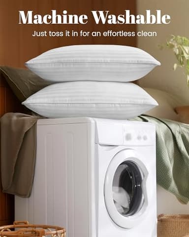 Qnoon Hotel Collection Bed Pillows for Sleeping, Bed Pillows Queen Size Set Of 2,Gusseted Pillow for Back, Stomach or Side Sleepers - Image 7
