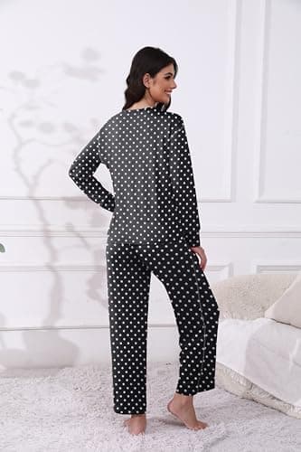 Ekouaer Women's Pajamas Set 2 Piece Lounge Sets Long Sleeve Crewneck Top and Pants Soft Pjs with Pockets - Image 3