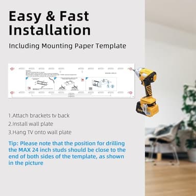 UL Listed Fixed TV Wall Mount for 37-86 Inch Screens, Low Profile TV Mount Fits 16", 18", 24" Studs, Wall Mount Bracket with Quick Release Lock, Max VESA 600x400mm, Holds up to 132 lbs by USX STAR - Image 7