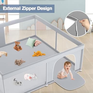 Extra Large Baby Playpen 79×79 Inch, Playpen with 2 Zipper Door for Babies and Toddlers, Play Pen Pin Indoor Outdoor Baby Play Fence - Image 6