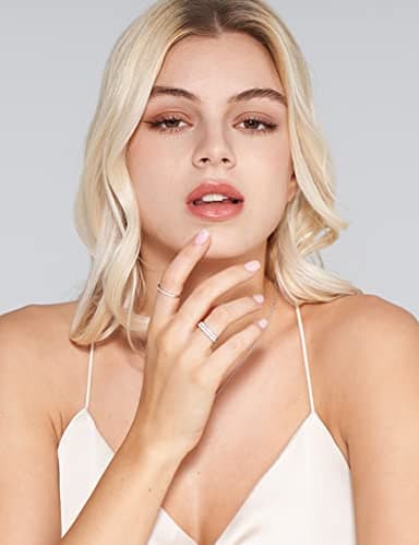 IMOLOVE Moissanite Wedding Band Wedding Rings for Women 925 Sterling Silver Rings with 18K White Gold Plated Eternity Stackable Engagement Ring Anniversary Band Size 6 - Image 5