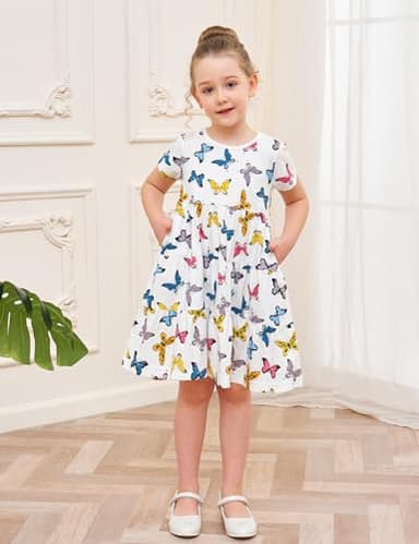 Baby Toddler Girls' Dresses Spring Easter Cotton Swing Tiered Casual Twirly Playwear Sundress Clothes Clothing Outfits with Pockets Butterfly 2t - Image 3