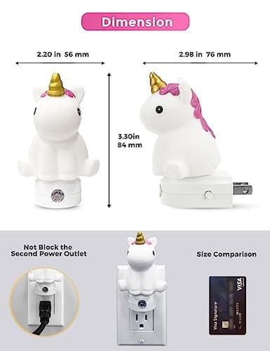 L LOHAS LED Night Light for Kids, [2 Pack] Plug in Night Light with Dusk to Dawn Sensor, LED NightLights, Nursery Nightlight, Birthday Gifts for Girls, Kids, Room Decor - Image 3