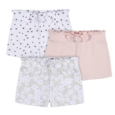 Gerber Baby Girl's Toddler 3-Pack Pull-On Knit Shorts, Pink Floral, 5T - Image 1