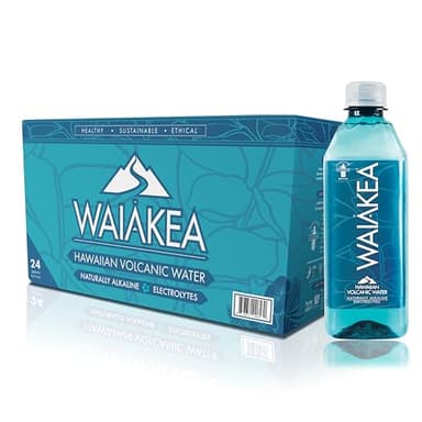 Waiākea - Hawaiian Volcanic Water - Naturally Alkaline Water - pH Range 7.6 to 8.2 - All Natural Minerals & Electrolytes - 100% Recycled Water Bottles - Bottled Water 24 Pack - 10.14 Fl Oz, 330 mL - Image 1