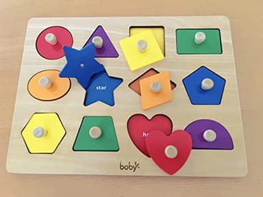 Dailyfunn Montessori Toy Shape Peg Puzzles Baby Puzzle 12-18-24 Months with Knob for Infant-Toddlers 1-3 - Image 4