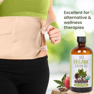 VITAL AFFAIR Pure Castor Oil Organic Cold Pressed Unrefined Glass Bottle-USDA Certified for Castor Oil Pack Wrap for Face,Hair Growth,Eyelashes,Eyebrows-16oz - Image 4