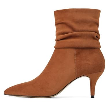 CosyFever Sexy Slouch Ankle Boots for Women with Fashon Mid Stiletto Heels Pointed Toe - 7.5 B(M) US - Image 2