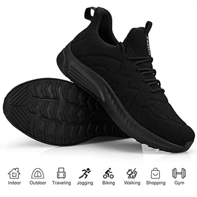 Feethit Mens Slip on Walking Shoes Fashion Lightweight Non Slip Running Sneakers Breathable Comfortable Sneakers for Gym Travel Work All Black 9 - Image 5