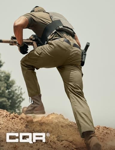 CQR Men's Flex Ripstop Tactical Pants, Water Resistant Stretch Cargo Pants, Lightweight EDC Hiking Work Pants, Dura Flex Soil Green, 32W x 32L - Image 4