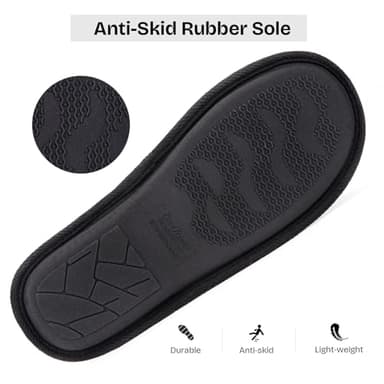 EverFoams Men's Cotton Knit Slippers Lightweight Memory Foam Indoor House Shoes with Anti-Skid Sole (9-10 M US, Space Black) - Image 5