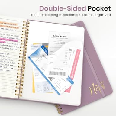 Lined Spiral Journal Notebook for Women, A5 College Ruled Journals for Writing, Hardcover Notebooks for Work, Note taking and Office School Supplies,140 Pages - Purple - Image 7