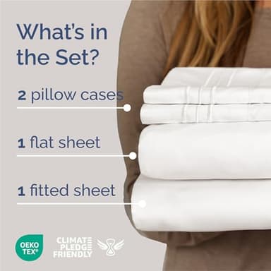 King Size 4 Piece Sheet Set - Comfy Breathable & Cooling Bed Sheets Set - Hotel Luxury Bedding for Women, Men, Kids, Teens, Boys & Girls - Deep Pockets, Soft, Wrinkle Free - Oeko-Tex - Antique White - Image 2