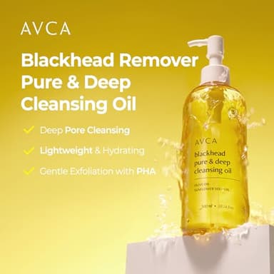 AVCA Blackhead Remover Cleansing Oil 10.14 fl.oz.(300ml) - Makeup & Blackhead Remover, PHA Gentle Exfoliator, Lightweight Pore Cleanser, Korean Skincare for Normal & Oily Skin - Image 2