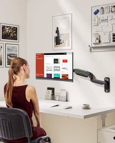 MOUNT PRO Single Monitor Wall Mount for 13 to 32 Inch Computer Screens, Gas Spring Monitor Arm Holds Up to 17.6lbs, Full Motion Adjustable Wall Bracket, VESA Mount 75x75, 100x100, Black - Image 7
