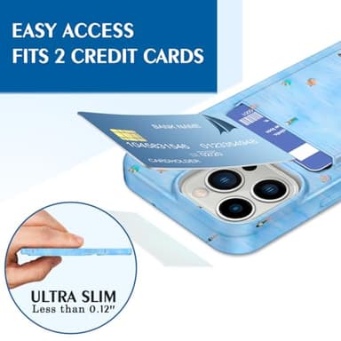 Petocase for iPhone 13 Pro Wallet Case Card Holder Slot Slim Fit Flexible TPU Gel Rubber Soft Skin Silicone Protective Phone Case Cover for Apple iPhone 13 Pro 6.1inch-Blue Ocean - Image 3