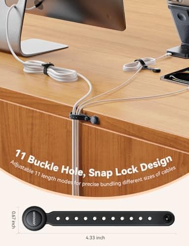 2025 Upgraded Magnetic Cable Ties with Magnets for Bundling & Cable Management– JOYROOM Reusable Silicone Cord Ties Multi-Purpose Cord Organizer Clips for Home, Office & Travel (12-Pack,Black) - Image 8