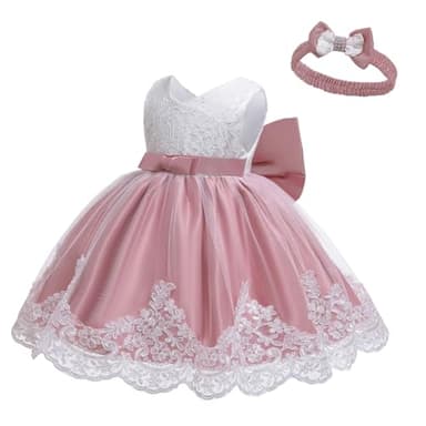 Baby Girl Dresses Bowknot Lace Pageant Party Wedding Flower Girl Dress 12-18 Months - Image 4