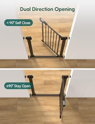 BABELIO 36" Tall Narrow Baby Gate, 26-28.5" Auto-Close Metal Pet Gate for Small Stairs/Doorways/Hallways, NO Drilling Pressure Mounted for Child and Pets, NO Extensions, Black - Image 5