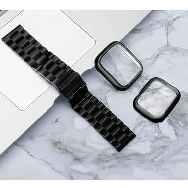 Bekomo Compatible with Apple Watch Band 49mm 46mm 44mm 45mm 42mm 40mm 38mm 41mm, Stainless Steel iWatch Bands with 2 Pack Tempered Glass Case for Series 11/10/9/Ultra 3 2/8/7/6/5/4/3/2/1/SE for Men - Image 5