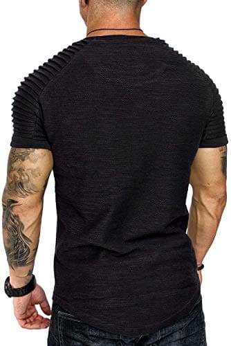 COOFANDY Men's Gym Shirts Workout Muscle Tee Short Sleeve Hipster Hip Hop T Shirts Black XXL - Image 4