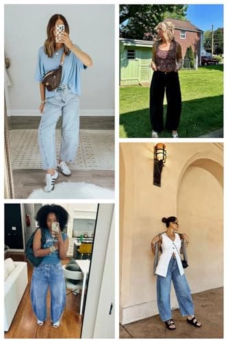 Allimy Womens Jeans High Waisted Mid Rise Baggy Loose Fit Ankle Barrel Leg Y2K Boyfriend Horseshoe Cropped Wide Leg Jeans for Women Trendy 2025 Denim Capri Pants Women Blue Size 4 - Image 3