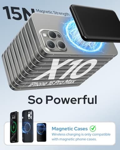 for Magsafe Portable Charger Power Bank,5000mAh Wireless Magnetic Power Bank with USB C Fast Charging,Travel Essential Battery Pack for iphone,Compatible with iPhone 17/16/15/14/13/12 Series,Jet Black - Image 2