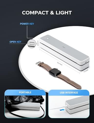 PRT Portable Printer Wireless for Travel, Inkless Bluetooth Small Mobile Thermal Printer, Support 8.5" X 11", A4, Compatible with iOS, Android, Laptop for Home Use, Office & Vehicles, 300 DPI, White - Image 8