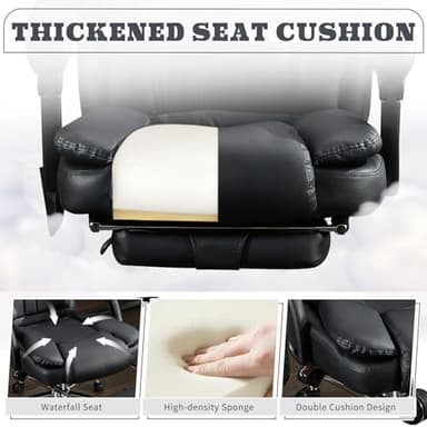 Massage Office Chair with Foot Rest – 500 lbs Capacity, Heated, 6 Vibration Points, Reclining Ergonomic Executive Desk Chair, PU Leather Heated Office Chair - Image 5