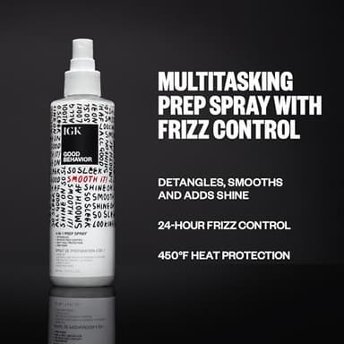IGK GOOD BEHAVIOR 4-in-1 Prep Spray | Leave In + Detangle + Heat Protectant | Vegan + Cruelty Free | 7 Oz - Image 2